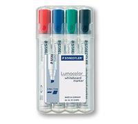 STAEDTLER 351 B WP4 Lumocolor Whiteboard Marker Chisel Tip - Assorted Colours (Pack of 4)