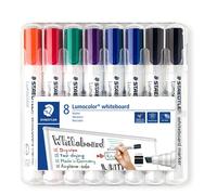 Staedtler Lumocolor 351 B WP8X Whiteboard Marker (Chisel Tip Approx. 2 or 5 mm Line Width, Set of 8 Markers, High Quality, Dry and Residue- Wiping from Whiteboards)