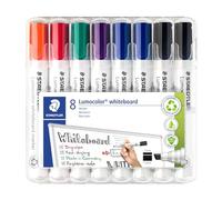 Staedtler Lumocolor 351 B WP8X Whiteboard Marker (Chisel Tip Approx. 2 or 5 mm Line Width, Set of 8 Markers, High Quality, Dry and Residue- Wiping from Whiteboards)