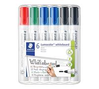 Staedtler Lumocolor 351 Whiteboard Marker Bullet Tip Approx. 2 mm Line Width, Set of 6 Markers, Made in Germany, Wipe Dry and Residue-Free for Whiteboards