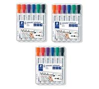 Staedtler Lumocolor 351 WP6 Whiteboard Marker Bullet Tip Approx. 2 mm Line Width, Set of 6 Colours, High Quality, Dry and Residue-Free Wipe Clean from Whiteboards