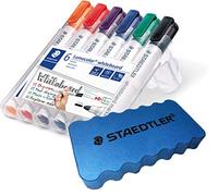 Staedtler Lumocolor 351 WP6 Whiteboard Marker Bullet Tip Approx. 2 mm Line Width Set of 6 Colours High Quality + Original Whiteboard Eraser