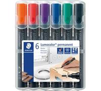STAEDTLER Lumocolor 352 WP6 Bullet Tip Permanent Marker - Assorted Colours (Pack of 6)