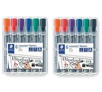 Staedtler Lumocolor 356 B WP6 Flipchart Marker Chisel Tip Approx. 2 or 5 mm Line Width Set of 6 Colours (Case of 6)