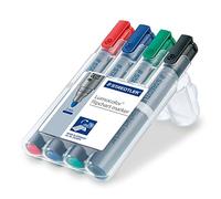 Staedtler Lumocolor 356 WP4 Flipchart Marking Pens Refillable Stand Box with 4 Colours Bullet Tip (Pack of 5)