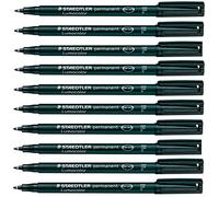 Staedtler Lumocolor Black Fine Permanent Marker Pens Pack of 10 Waterproof Smudge Resistant Quick Dry CD DVD OHP