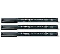 Staedtler Lumocolor Black Medium Permanent Marker Pens Pack of 3 Waterproof Smudge Resistant Quick Dry CD DVD OHP