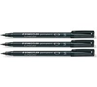 Staedtler Lumocolor Black Superfine Permanent Marker Pens Pack of 3 Waterproof Smudge Resistant Quick Dry CD DVD OHP