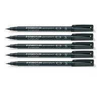 STAEDTLER Lumocolor Black Superfine Permanent Marker Pens Pack Of 5 Waterproof Smudge Resistant Quick Dry Cd Dvd Ohp