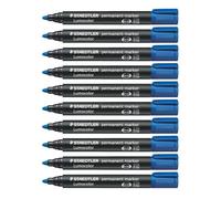 STAEDTLER Lumocolor Bullet Tip Permanent Marker, Blue, Pack of 10