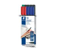 Staedtler Permanent Markers Lumocolor - Fine 0.6 mm - Assorted Colours (Pack of 10)