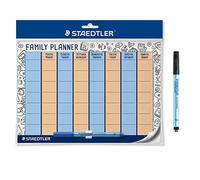 STAEDTLER Lumocolor Family Planner, Self-Adhesive and Reusable, Dry Wipe Clean, Includes Lumocolor Correctable in Blue and Black, Pen Clip