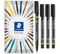STAEDTLER Lumocolor Garden Marker Pen - Permanent Outdoor Markers - Black Ink - Medium 1.0mm Nib - Pens in Envelope Gift Packaging (Pack of 4)
