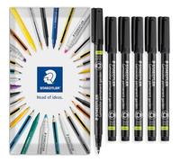 STAEDTLER Lumocolor Garden Marker Pen - Permanent Outdoor Markers - Black Ink - Medium 1.0mm Nib - Pens in Envelope Gift Packaging (Pack of 6)