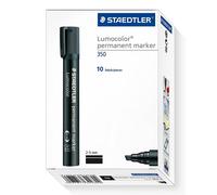 Staedtler Lumocolor Permanent Marker 350-9 Chisel Tip - Black - Box of 10