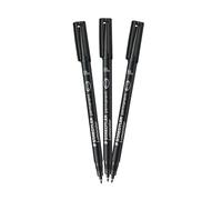 STAEDTLER Lumocolor Permanent Marker - Black Fine 0.6mm Waterproof Writing Pens, Smudge Proof Quick Dry Ink Marker Pen, Long Lasting Markers for Plastic, Glass, Metal, Office & School | Pack of 3