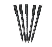 STAEDTLER Lumocolor Permanent Marker - Black Fine 0.6mm Waterproof Writing Pens, Smudge Proof Quick Dry Ink Marker Pen, Long Lasting Markers for Plastic, Glass, Metal, Office & School | Pack of 5