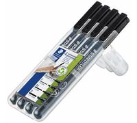 STAEDTLER 31-9WP4GS Lumocolor Permanent Pen Set - Assorted Line Widths, Black (Pack of 4)