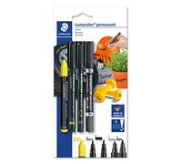 Staedtler Lumocolor permanent marker set, universal chalk, garden marker, universal pen, duo permanent marker, waterproof on almost all surfaces, 4 permanent markers on blister card, 60 BK-5