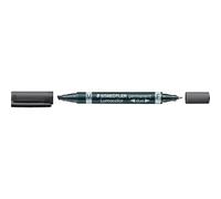 Staedtler Lumocolor Permanent Markers 348 B 9 Duo, Refillable, 0.6 mm and 1.5 - 4 mm Black
