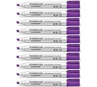 Staedtler Lumocolor Purple Chisel Tip Whiteboard Board Markers (10 Pack) Glass Porcelain Dry Wipe Fast Dry Safe 351