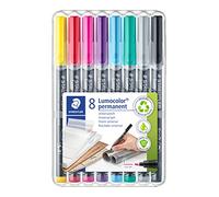 Staedtler Lumocolor universal marker permanent, for almost all surfaces, smudge-proof and waterproof, refillable, line width 0.6 mm, 8 permanent markers in stand-up box, 318 WP8-2