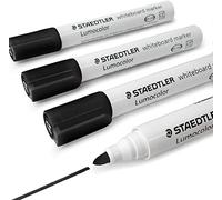 Staedtler Lumocolor Whiteboard Marker Pens 351 - Dry Erase Correction Pen - Bullet Tip - Pack of 4 x Black