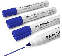 Staedtler Lumocolor Whiteboard Marker Pens 351 - Dry Erase Correction Pen - Bullet Tip - Pack of 4 x Blue