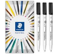 STAEDTLER Lumocolor Whiteboard Pens Medium 1.0mm, Pack of 3, Black Ink | Fast-Drying Low Odour Ink, Dry-Wipe Performance, 8 Hour Cap-Off, Recycled Plastic Housing