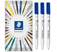 STAEDTLER Lumocolor Whiteboard Pens Medium 1.0mm, Pack of 3, Blue Ink | Fast-Drying Low Odour Ink, Dry-Wipe Performance, 8 Hour Cap-Off, Recycled Plastic Housing