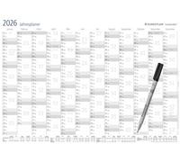 STAEDTLER Lumocolor Year Planner - A3 Wall Calendar Wipe Clean | 12 Month Calendar with Correctable Foil Pen - Durable Plastic - Item No. 641 YPA3X