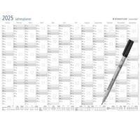 STAEDTLER Lumocolor Year Planner Set 2024 Wall Calendar Dry Erase Size DIN A3 Includes Pen and Self-Adhesive Pen Clamp, Special Edition, 641 YPA3X