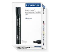 Staedtler Lumocolour Permanent Marker, Bullet Tip - Black - 10 Pack (352-9)