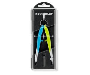 STAEDTLER Mars Comfort 556 Compass Set - Neon Blue/Green | Precision with spindle guide, round spring head and centre drive spindle - item no. 556 00-N1