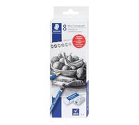 STAEDTLER Mars Lumograph Graphite Artist Sketch Set, 6 Degrees (6B, 4B, 2B, B, HB, 2H), Mini Mars Plastic Eraser, Metal Sharpener 61 100C8LU