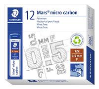STAEDTLER Mars micro carbon 250 leads - 0.5 mm F, 12 pieces | Break-resistant fine leads for mechanical pencils - smooth writing experience - Item No. 250 05-F