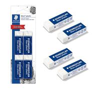 STAEDTLER Mars Plastic, Premium Quality Vinyl Eraser, White, Latex-free, Age-resistant, Minimal Crumbling (526 50 BK) 4 Count (Pack of 1)