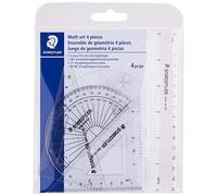 STAEDTLER math set, 4 piece portable wallet, essential for school and home use, 569 WP4,transparent