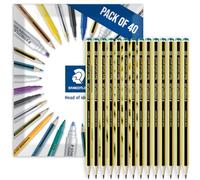 STAEDTLER Noris 121 Pencils, 2H, Graphite, Pack of 40 in Envelope Packaging | 2H Lead Grade, Upcycled Wood, Graphite Pencils, for Sketching, Writing, Drawing, Studying, Note-Taking