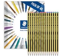 STAEDTLER Noris 121 Pencils Multi Pack of 40 (8x 2B, B, HB, H & 2H) | Mixed Lead Grades, Upcycled Wood, Graphite Pencils, for Sketching, Writing, Drawing, Studying, Note-Taking