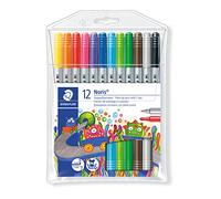 Staedtler Noris Club 320 NWP12 Fibre-Tip Pen with 2 Tips Pack of 12 in Soft Plastic Case