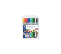 Staedtler Noris Club 320 NWP12 Fibre-Tip Pen with 2 Tips Pack of 12 in Soft Plastic Case