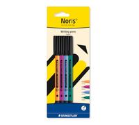 STAEDTLER Noris Handwriting Fineliner Pen, 0.6mm Line Width - 4 Assorted Colours - Colour Edition - Pack of 4, 307-S BK4