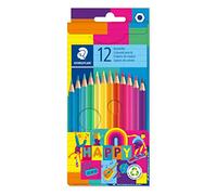 STAEDTLER Noris Happy Colouring Pencils with Highly Pigmented Colours, Classic Hexagonal Shape and Soft Lead, 12 Colourful Pencils in Cardboard Case, 146 C12 HA