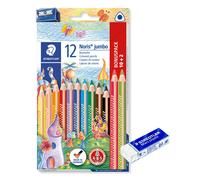 Staedtler Noris Jumbo Colouring Pencils (Bunting Pencils + Eraser)