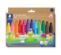 STAEDTLER Noris Junior 329 Felt-tip pens - Set of 12, 2.5 mm | Felt-tip pens, washable from fabrics, hexagonal shape - for children - Item No. 329 C12