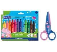 STAEDTLER Noris Junior Peppa Pig Set of 12 Felt Tip Pens and Children's Scissors with Rounded Tips for First Craft Exercises