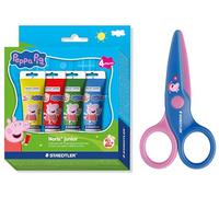 STAEDTLER Noris Junior Peppa Pig Set of 4 Finger Paints Set and Children's Scissors with Rounded Tips for First Craft Exercises