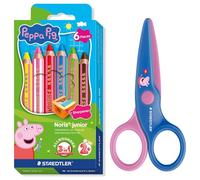 STAEDTLER Noris Junior Peppa Pig Set of 6 Colouring Pencils Set and Children's Scissors with Rounded Tips for First Craft Exercises