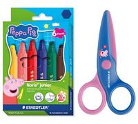 STAEDTLER Noris Junior Peppa Pig Set of 6 Fibre Tip Pens and Children's Scissors with Rounded Tips for First Craft Exercises